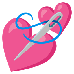 sewing needle and two hearts