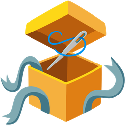 sewing needle and wrapped gift