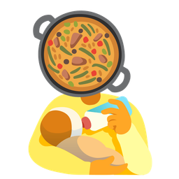 shallow pan of food and baby bottle