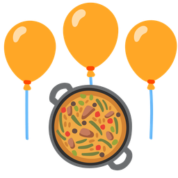 shallow pan of food and balloon