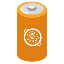 shallow pan of food and battery