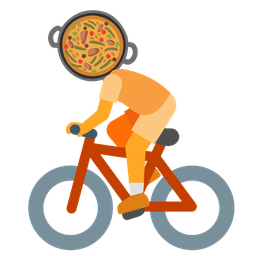 shallow pan of food and bicycle