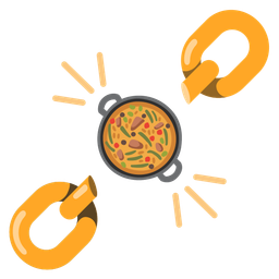 shallow pan of food and chains