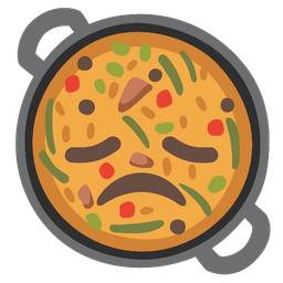 shallow pan of food and disappointed face