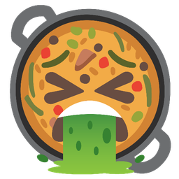 shallow pan of food and face vomiting