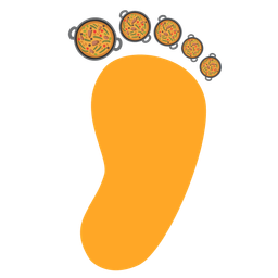 shallow pan of food and footprints