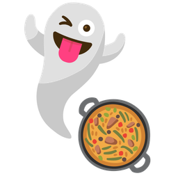 shallow pan of food and ghost