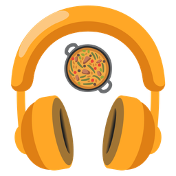 shallow pan of food and headphone