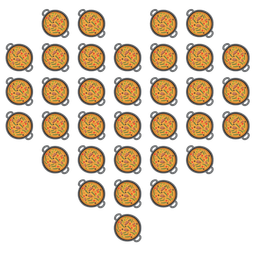 shallow pan of food and heart suit