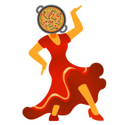 shallow pan of food and high-heeled shoe