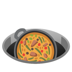 shallow pan of food and hole