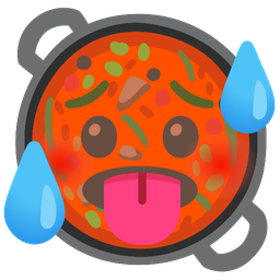 shallow pan of food and hot face