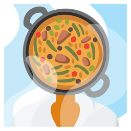 shallow pan of food and hot springs