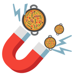 shallow pan of food and magnet