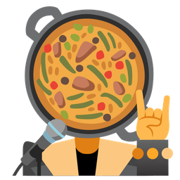 shallow pan of food and microphone