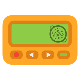 shallow pan of food and pager