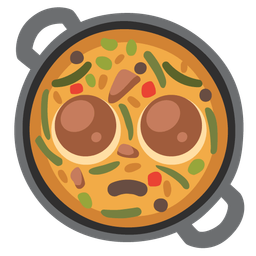 shallow pan of food and pleading face