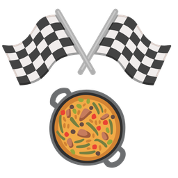 shallow pan of food and racing car