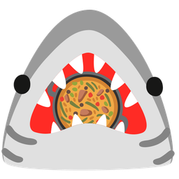 shallow pan of food and shark