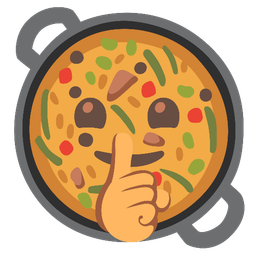 shallow pan of food and shushing face