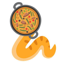 shallow pan of food and snake