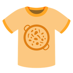 shallow pan of food and t-shirt