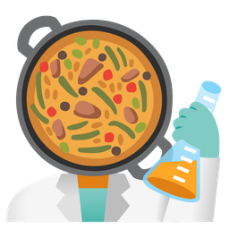 shallow pan of food and test tube