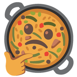 shallow pan of food and thinking face