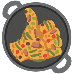 shallow pan of food and thumbs up