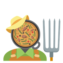 shallow pan of food and tractor