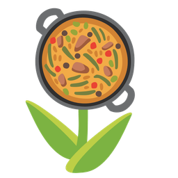 shallow pan of food and tulip