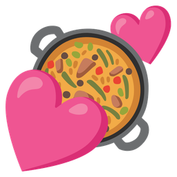 shallow pan of food and two hearts