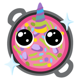 shallow pan of food and unicorn