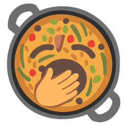 shallow pan of food and yawning face