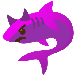 shark and angry face with horns