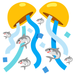 shark and confetti ball