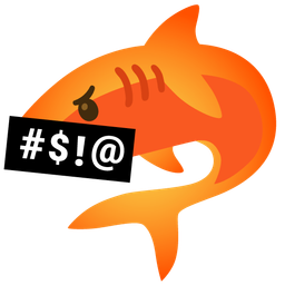 shark and face with symbols on mouth