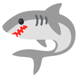 shark and frowning face with open mouth