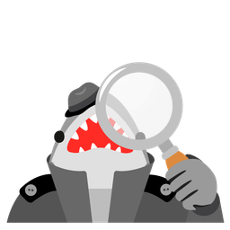 shark and magnifying glass tilted right