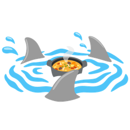 shark and pot of food