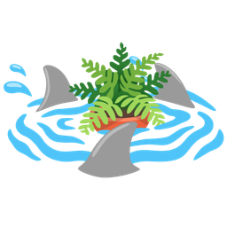 shark and potted plant