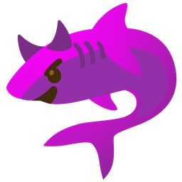 shark and smiling face with horns