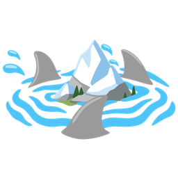 shark and snow-capped mountain