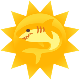 shark and sun with face