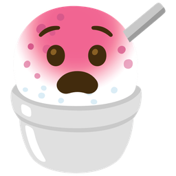 Shaved ice and Anguished face