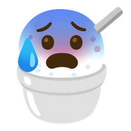 Shaved ice and Anxious face with sweat