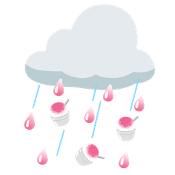 Shaved ice and Cloud with rain