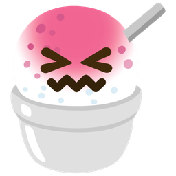 Shaved ice and Confounded face