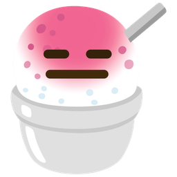 Shaved ice and Expressionless face