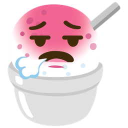 Shaved ice and Face exhaling